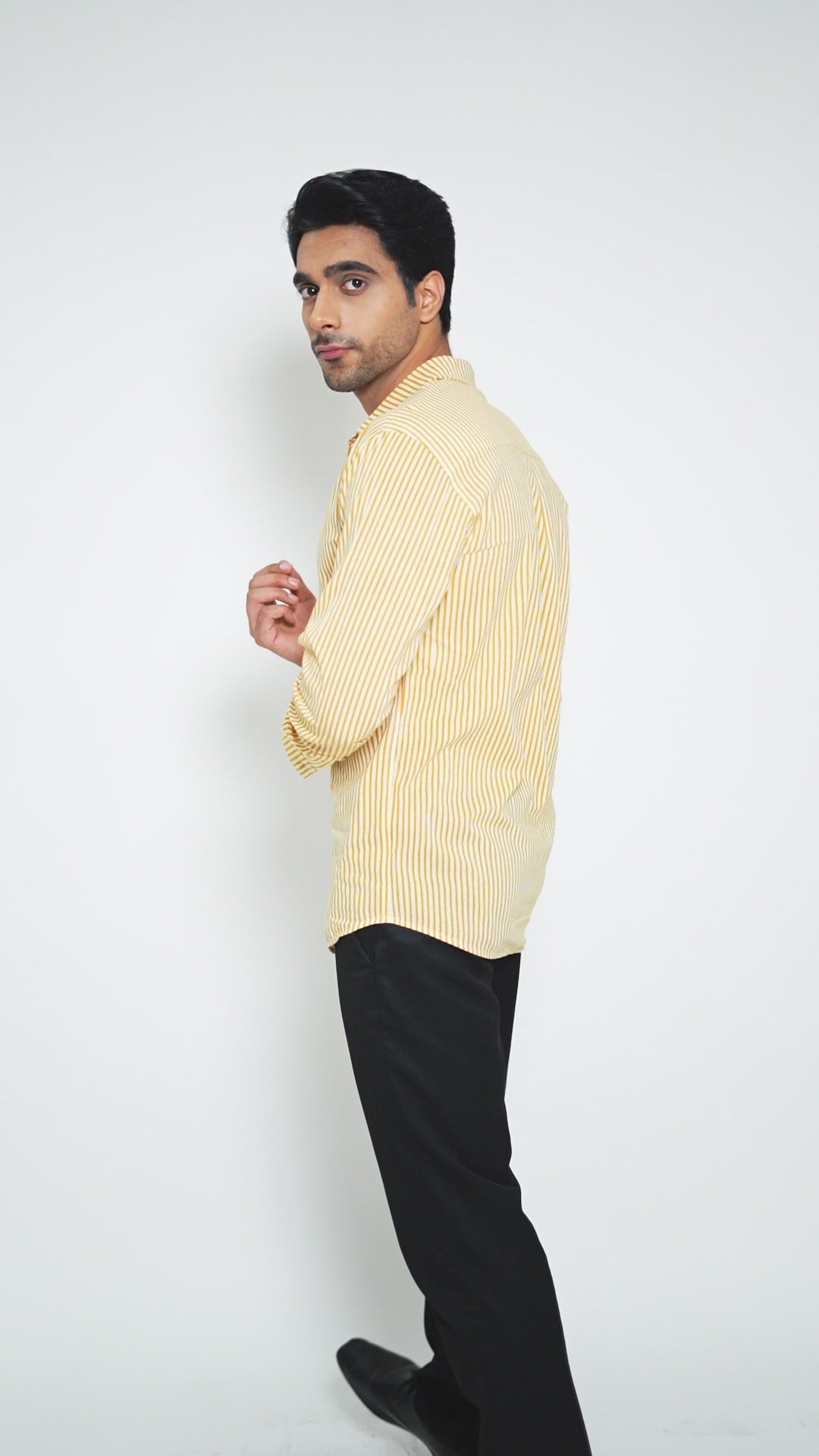 Mustard and White Stripes